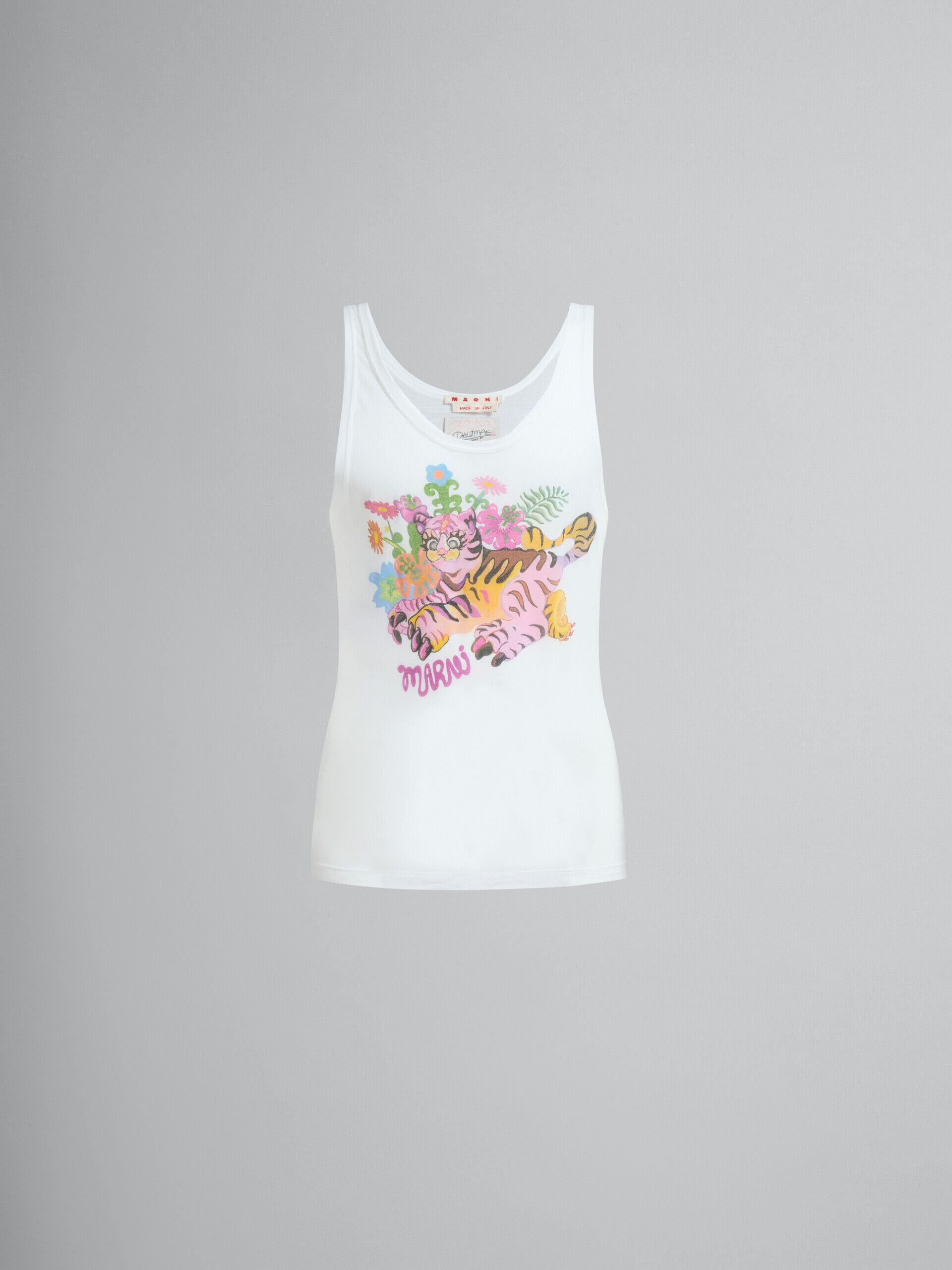 White organic jersey tank top with print | Marni