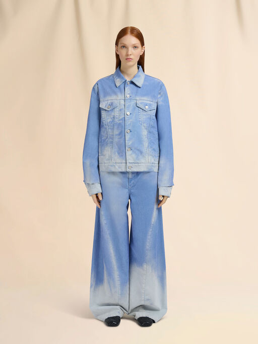 Light blue flocked denim trucker jacket - Jackets