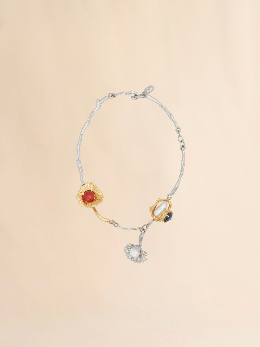 Pearls and crystals Flower Delirium necklace - Necklaces - Image 1