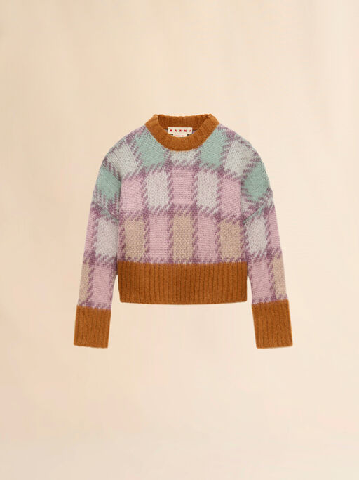Purple mohair checked jumper - Pullovers