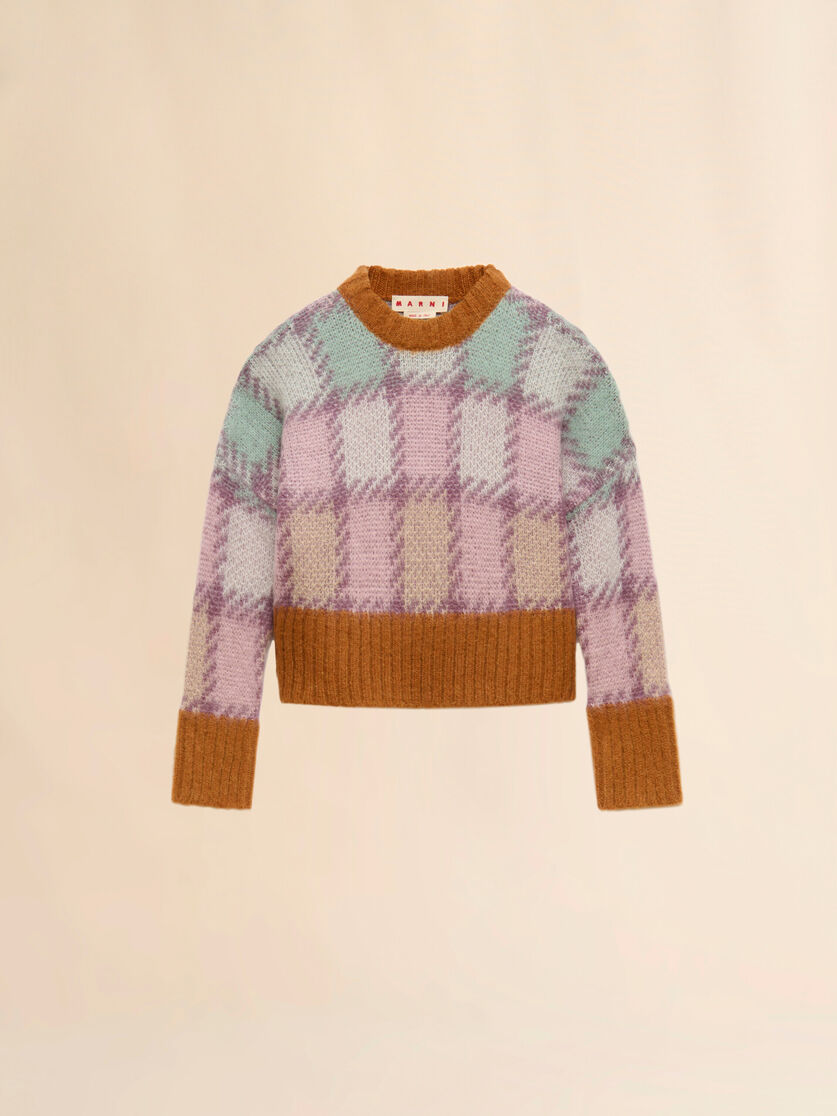 Purple mohair checked jumper, Image 1
