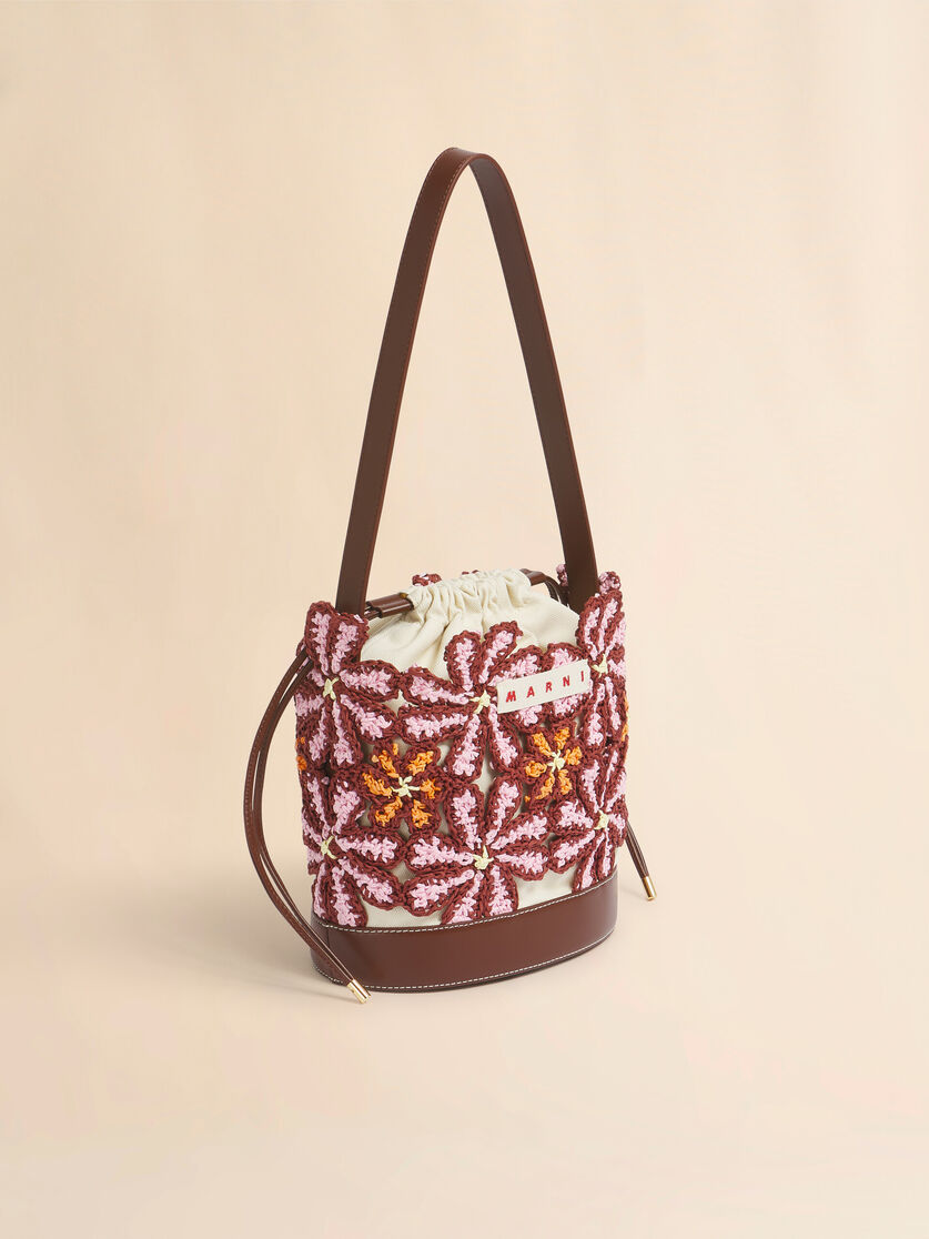 Pink paper raffia flower Seaside bucket bag, Image 2