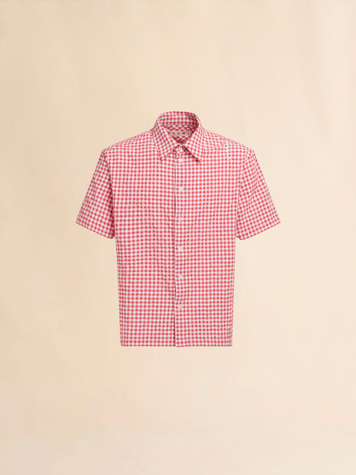 Camicia in seersucker a quadretti bianchi e rossi - Camicie
