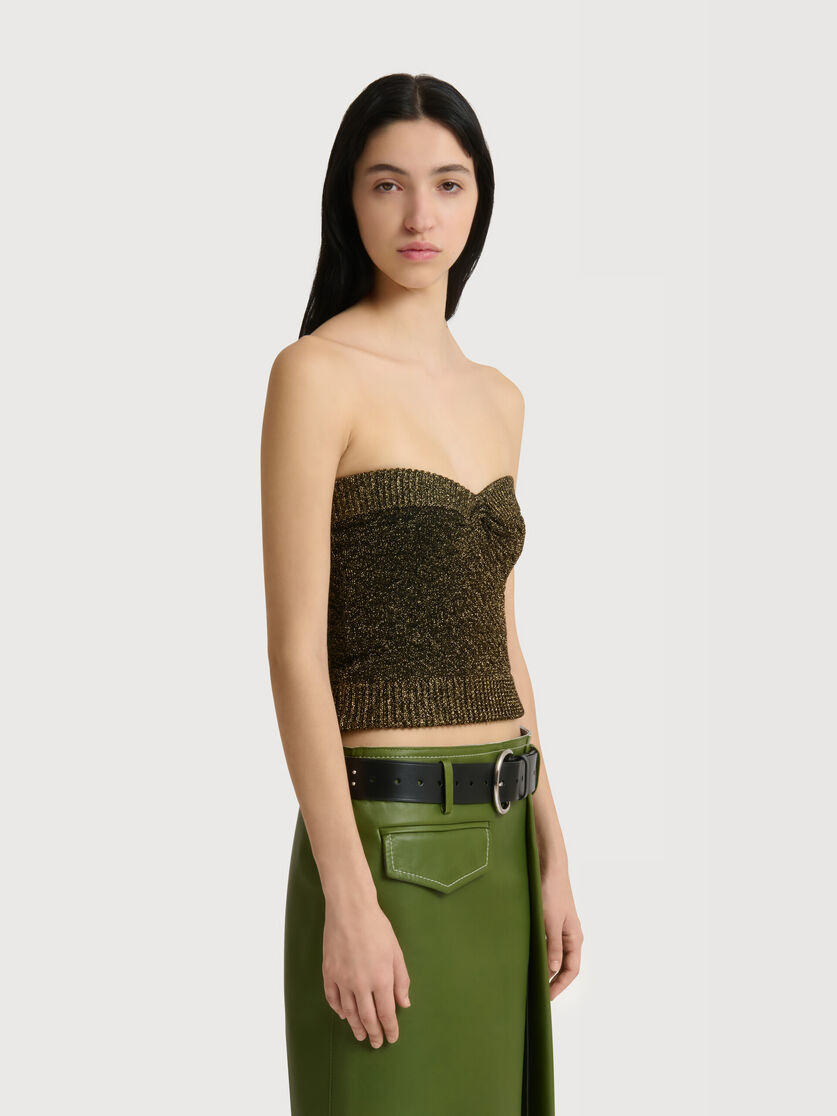 Black wool strapless top with lurex detailing, Image 3