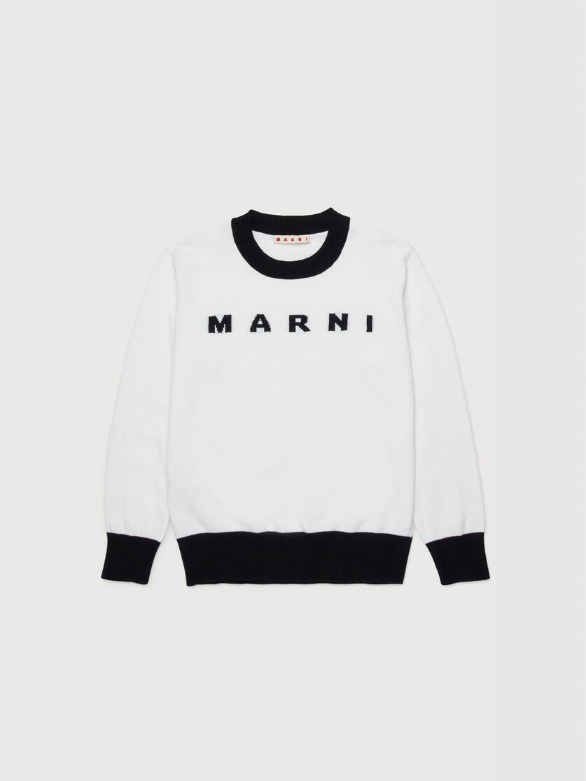 White cotton jumper with maxi Marni logo, Image 1