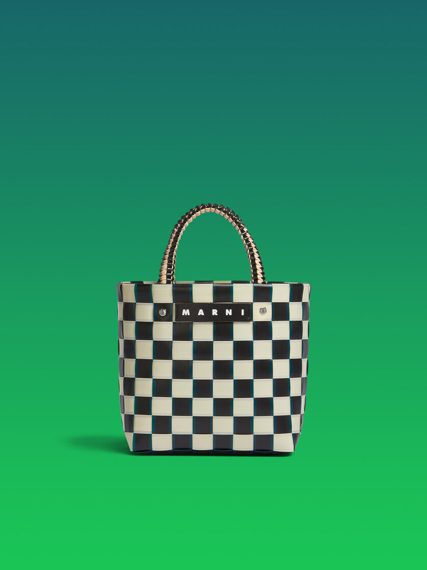 オレンジ&ブラック ウォーブン素材製 MARNI MARKET TAPE BASKETバッグ - ショッピングバッグ - Image 1