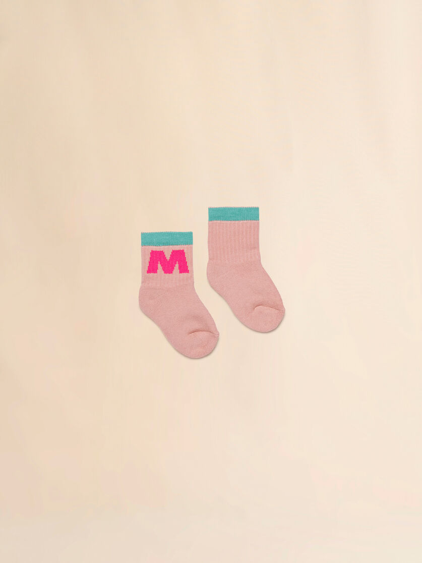 Pink cotton-nylon socks with M logo - Socks - Image 1