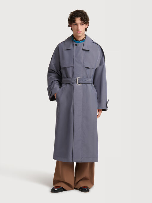 Grey nylon trench coat with belt - Coats