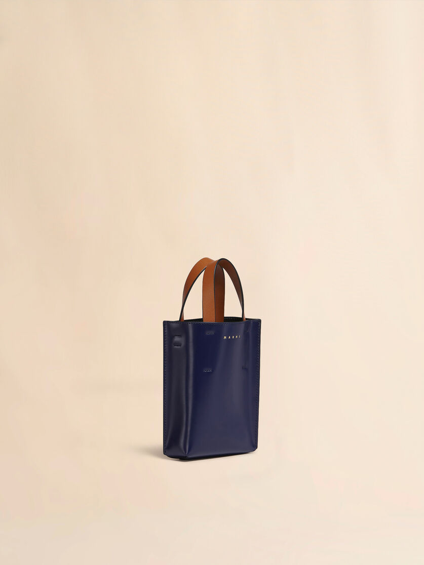 Sac nano MUSEO en cuir bleu et blanc - Sacs cabas - Image 5