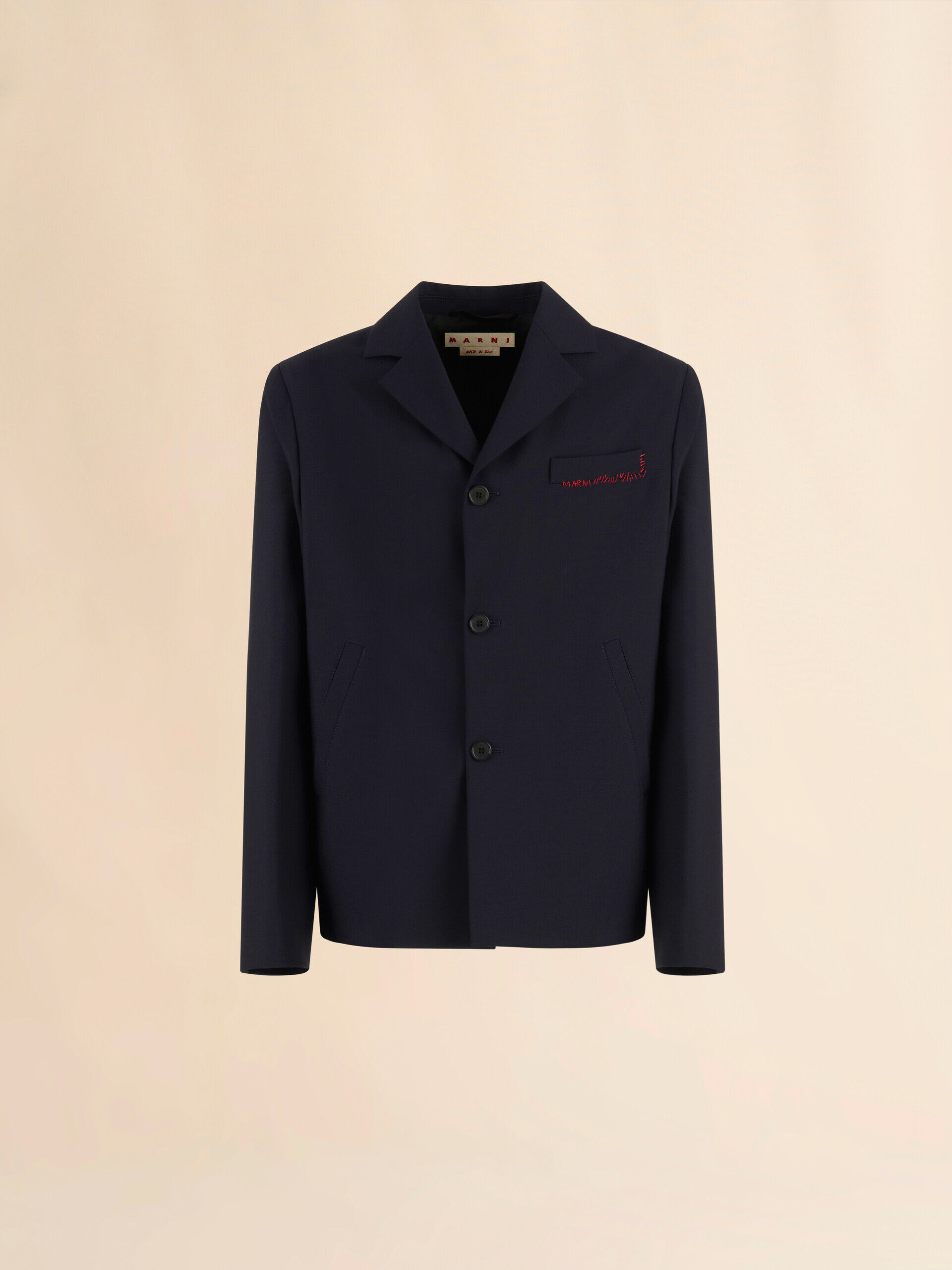 Deep blue single breasted wool jacket with Marni Symbol | Marni