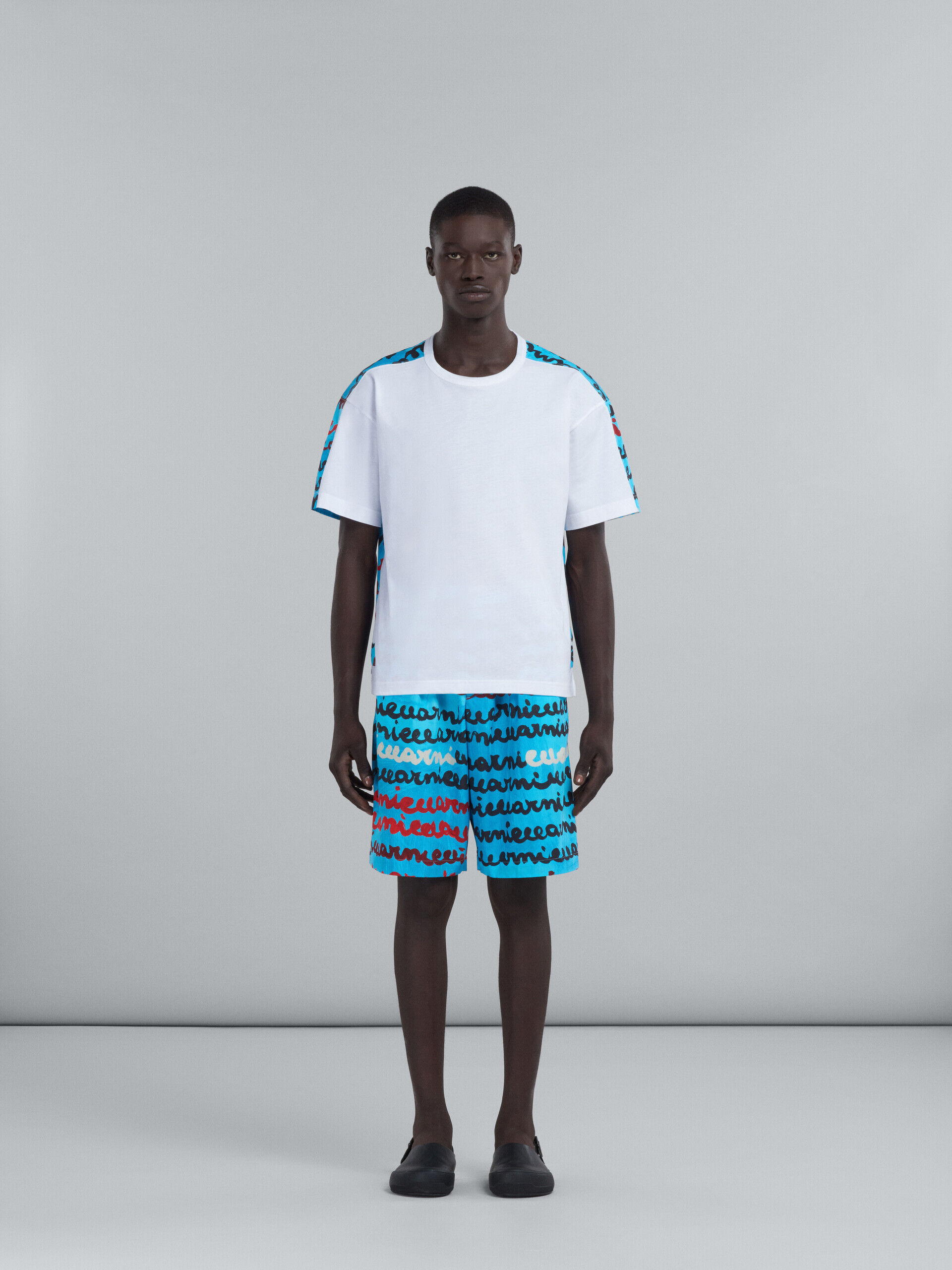 ライトブルー Maremarniプリント入り ポプリン製ショートパンツ | Marni