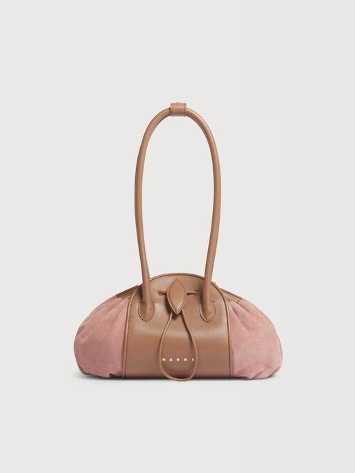 Pink leather and suede Tulipea shoulder bag - Shopping Bags