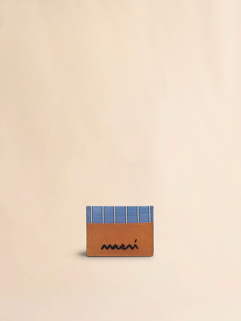 White and blue striped leather cardholder - Wallets - Image 1