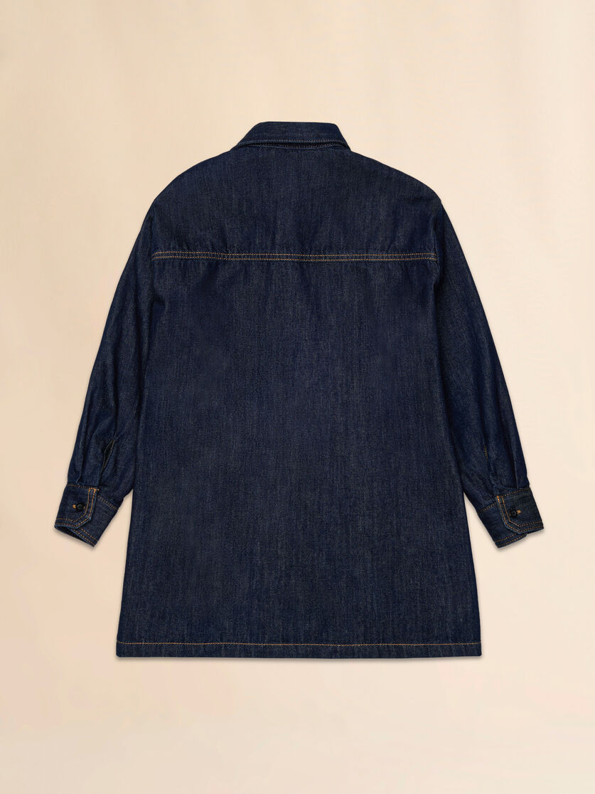 Deep blue denim dress with tobacco stitching, Image 2