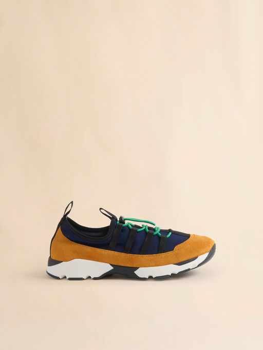 Blue and orange lycra lace-up Running Sneaker - Sneakers