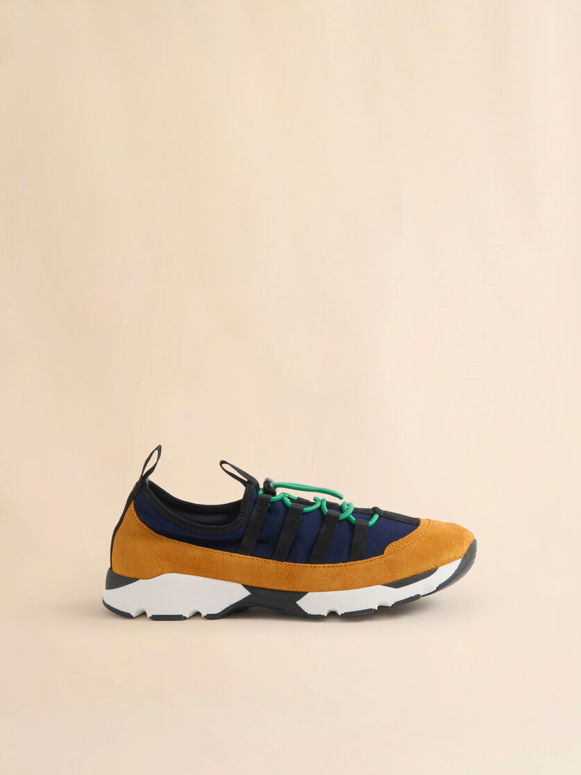 Blue and orange lycra lace-up Running Sneaker, Image 1