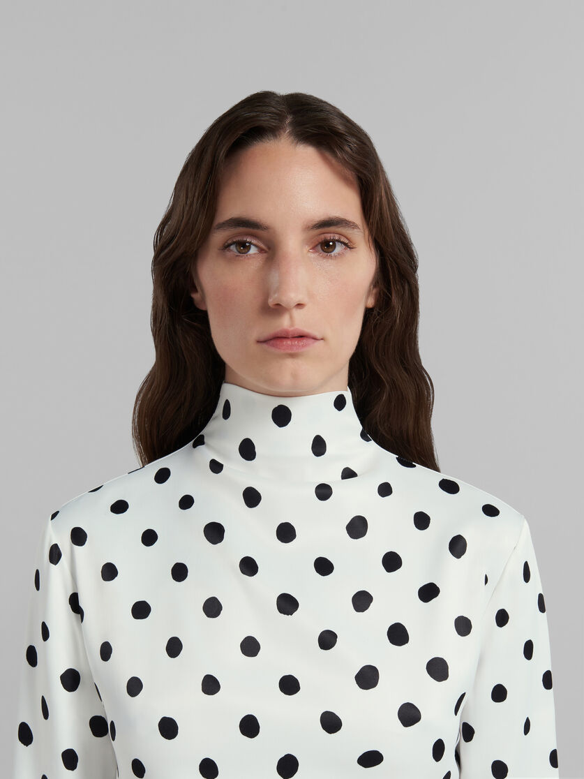 White satin high-neck top with polka dots - Shirts - Image 4