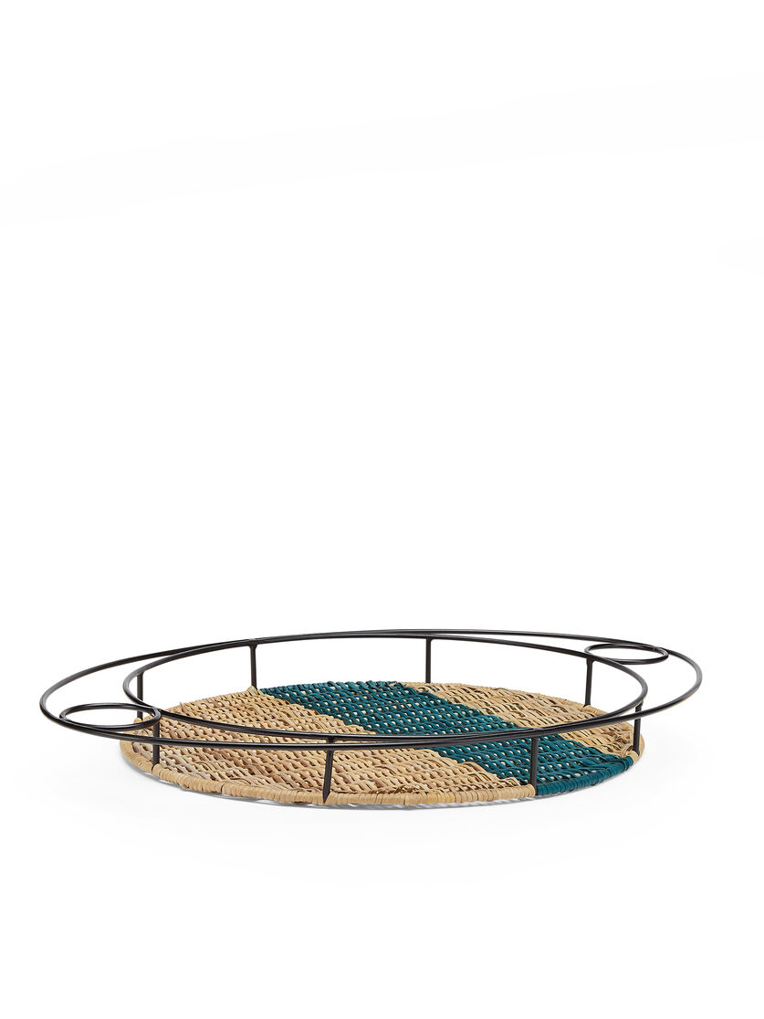 MARNI MARKET oval tray in iron and black, beige and burgundy wicker - Accessories - Image 2