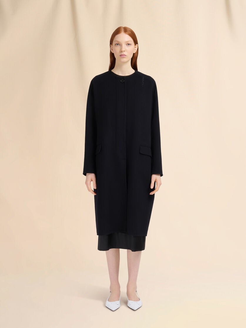 Black felt coat with Marni Symbol - Coats - Image 2