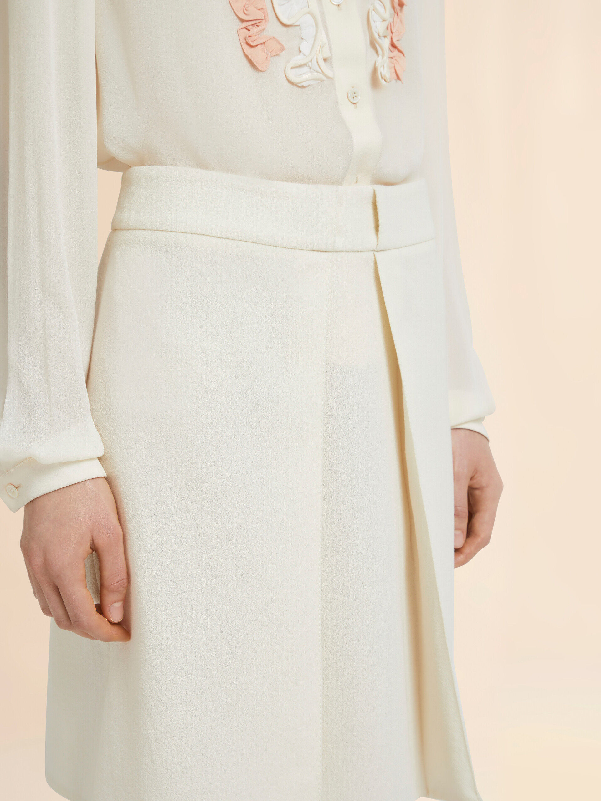 Off-white wool crêpe midi skirt | Marni