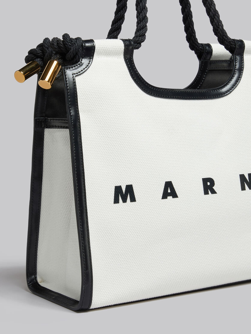 White and black canvas Marcel tote bag - Handbags - Image 5
