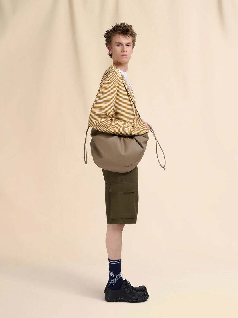 Taupe leather Scrunchie small hobo bag - Shoulder Bags - Image 2