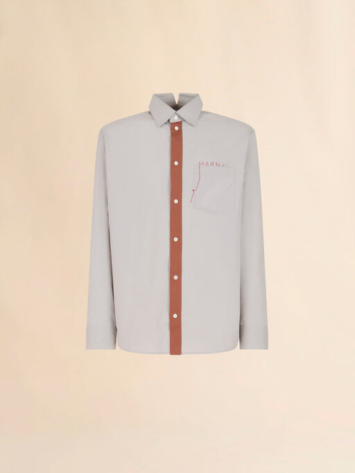 Grey cotton poplin shirt with Marni Mending logo - Shirts