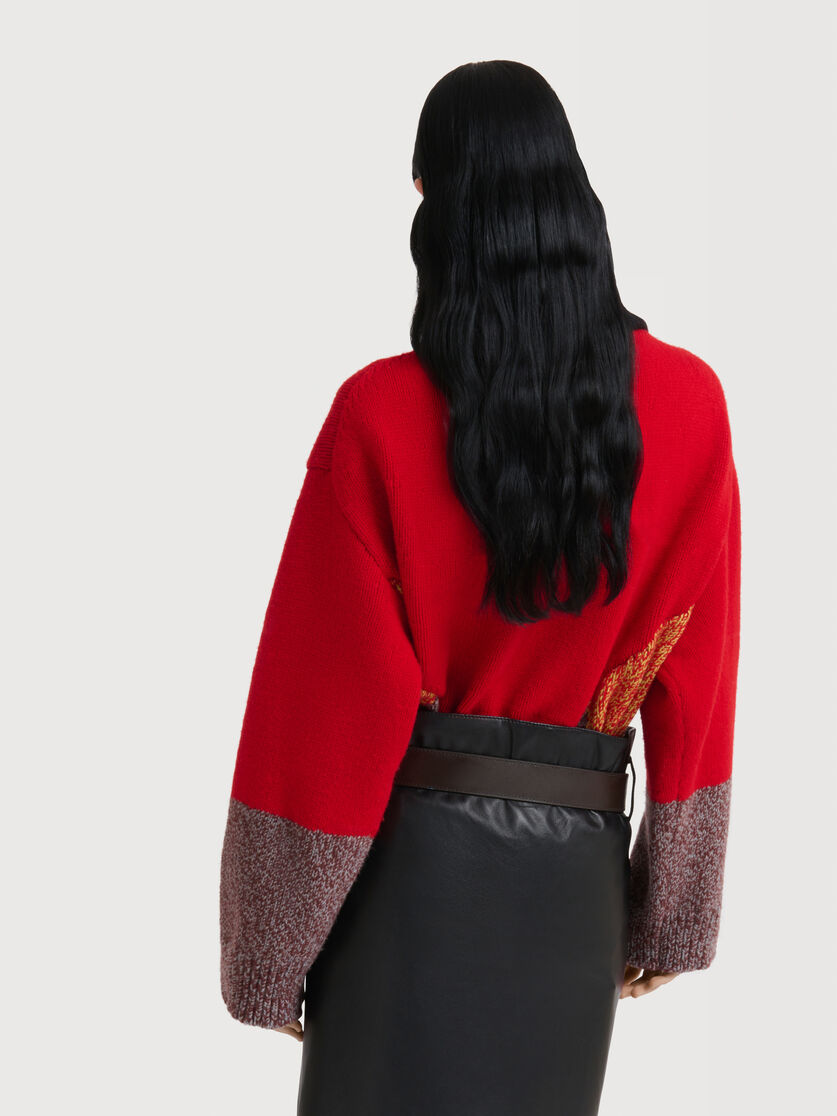 Red wool-cashmere jacket with "M" detail, Image 4