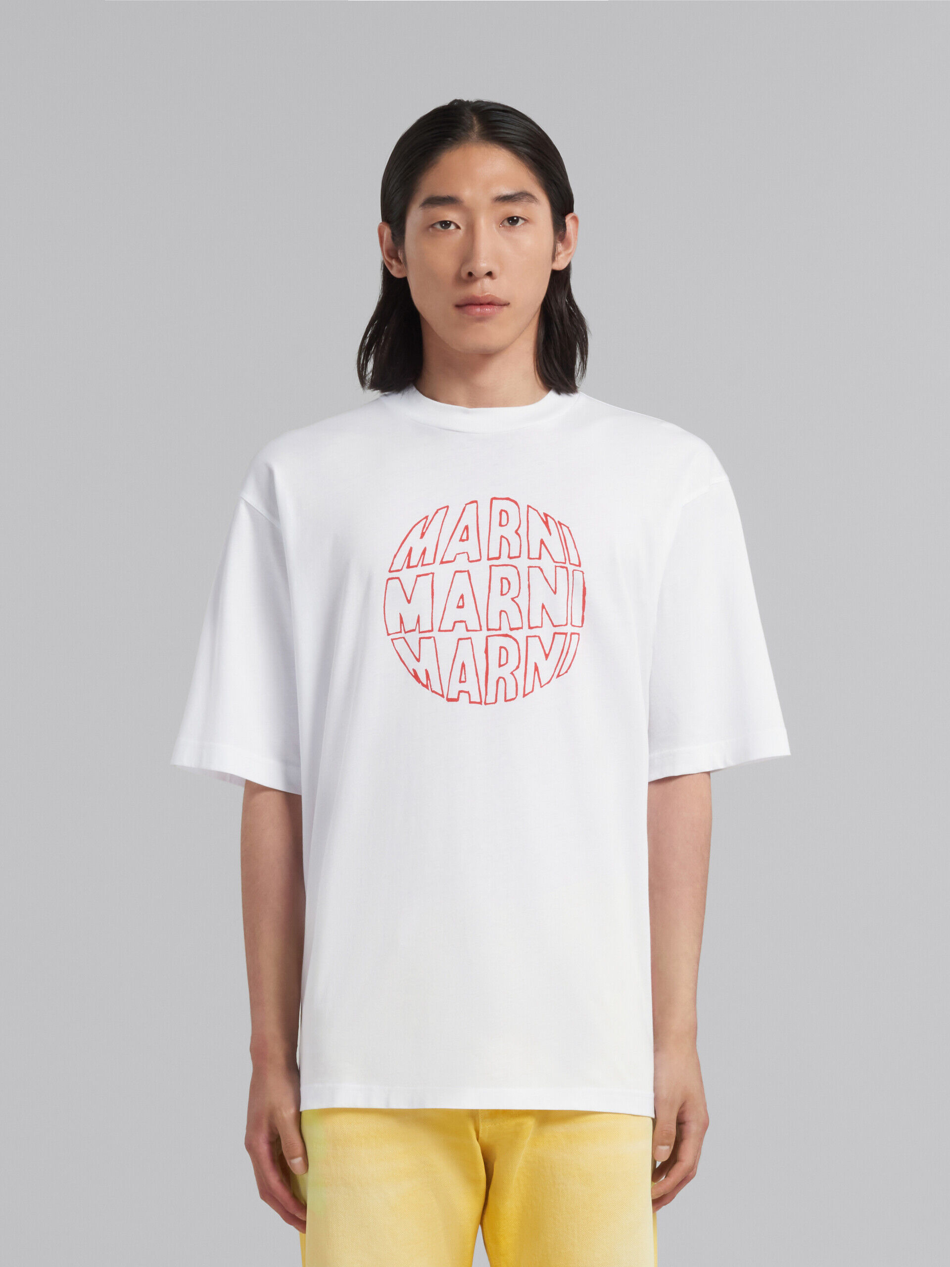 ホワイト サークルロゴ オーガニックコットン製Tシャツ | Marni