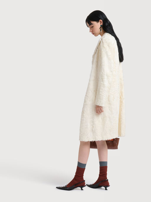 White wavy lamb fur coat - Coats