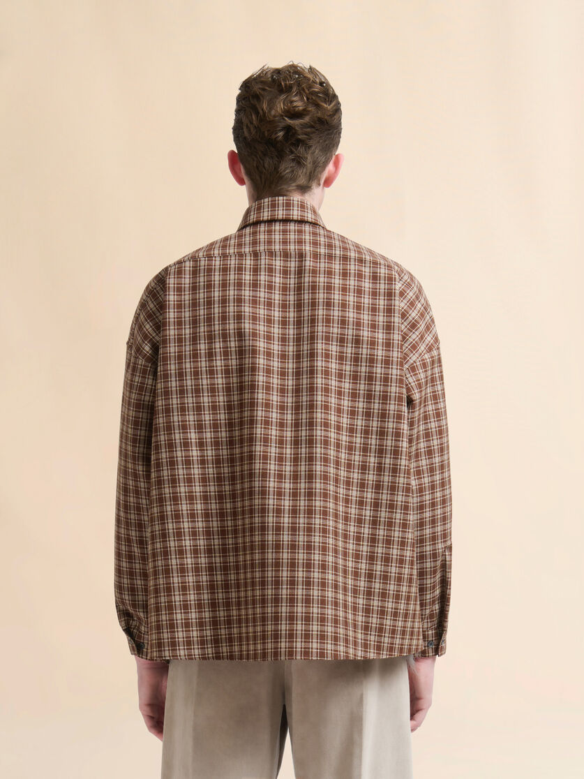 Brown wool shirt with Marni Mending logo - Shirts - Image 3