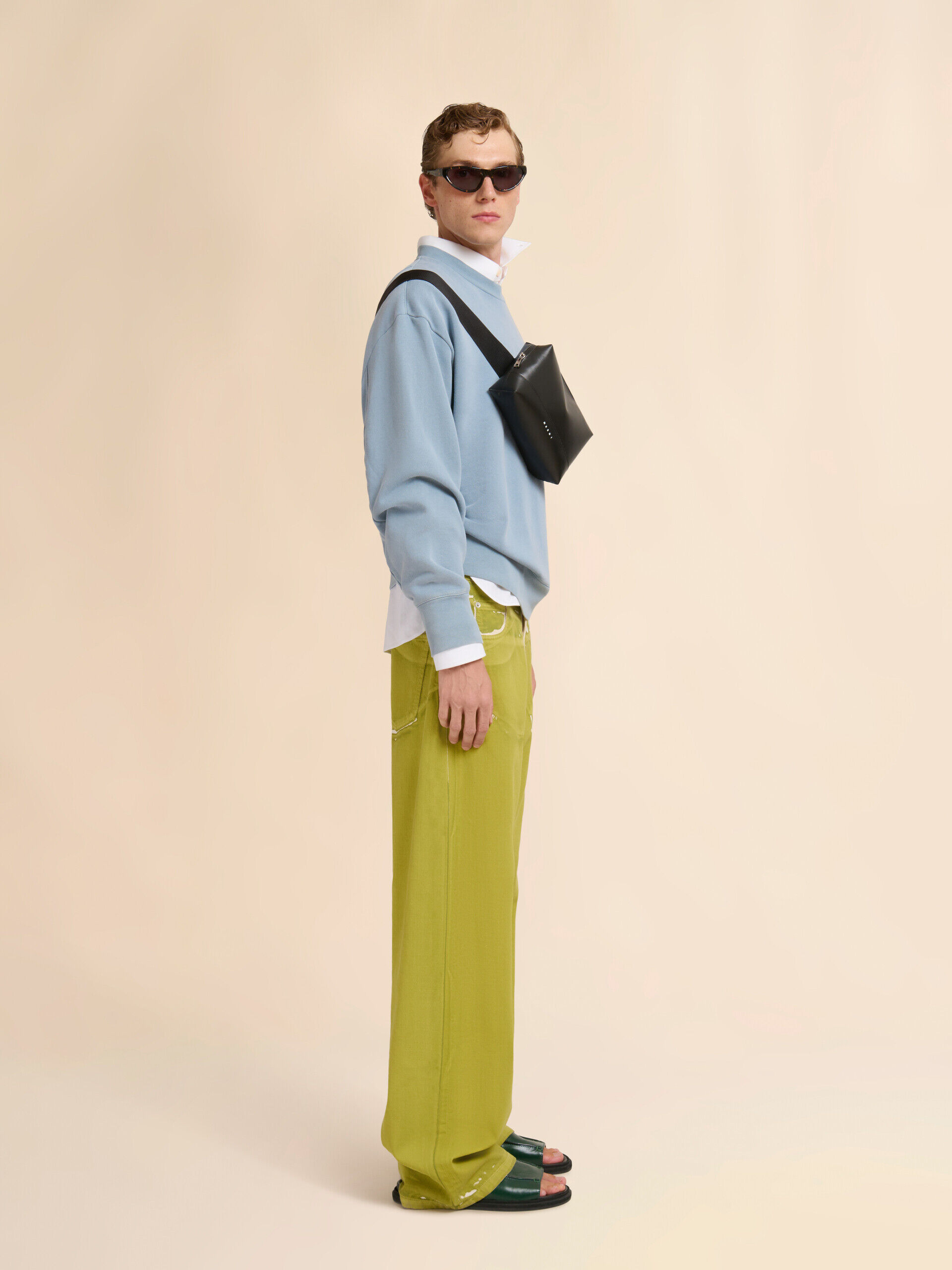 ブラック テープベルト付きバムバッグ | Marni
