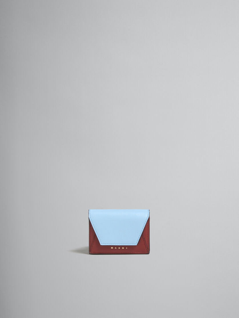 グレー、ブラックレザー製三つ折りウォレット - 財布 - Image 1