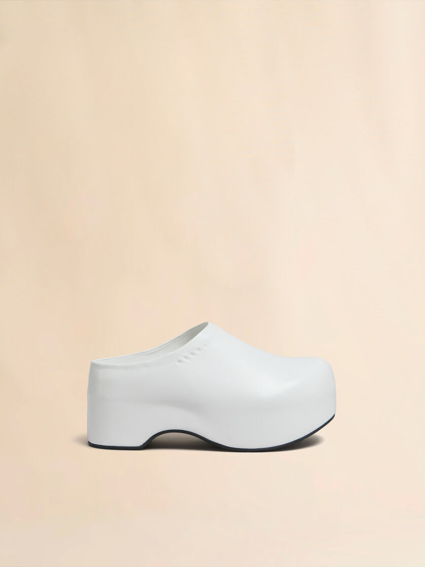 Black leather chunky clog sabot - Sandals - Image 1