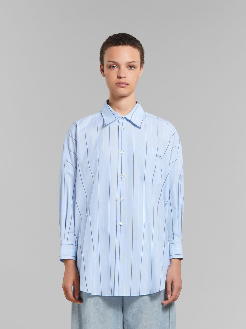 Light green striped organic cotton shirt with low back | Marni