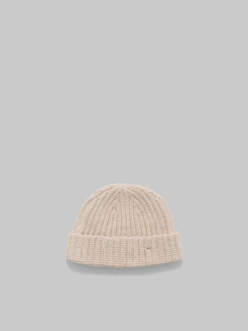 Cream Shetland wool beanie with Marni mending | Marni