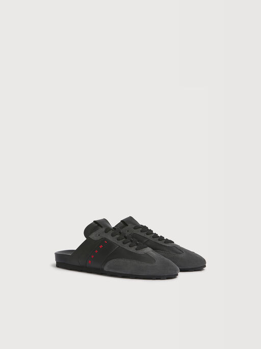 Black nappa leather and suede Softy Soccer slip-on sneaker - Sneakers