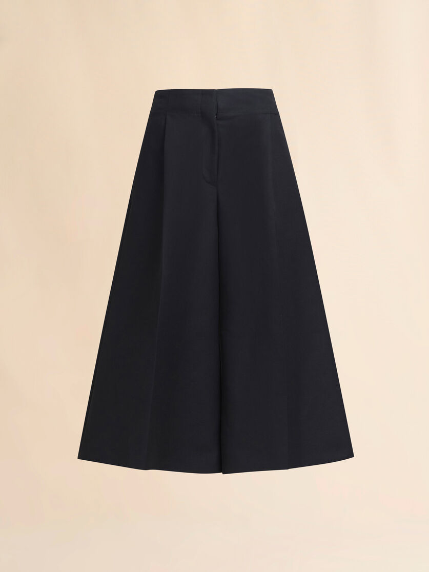 Indigo wide leg cotton Bermuda shorts with Marni Symbol - Pants - Image 1
