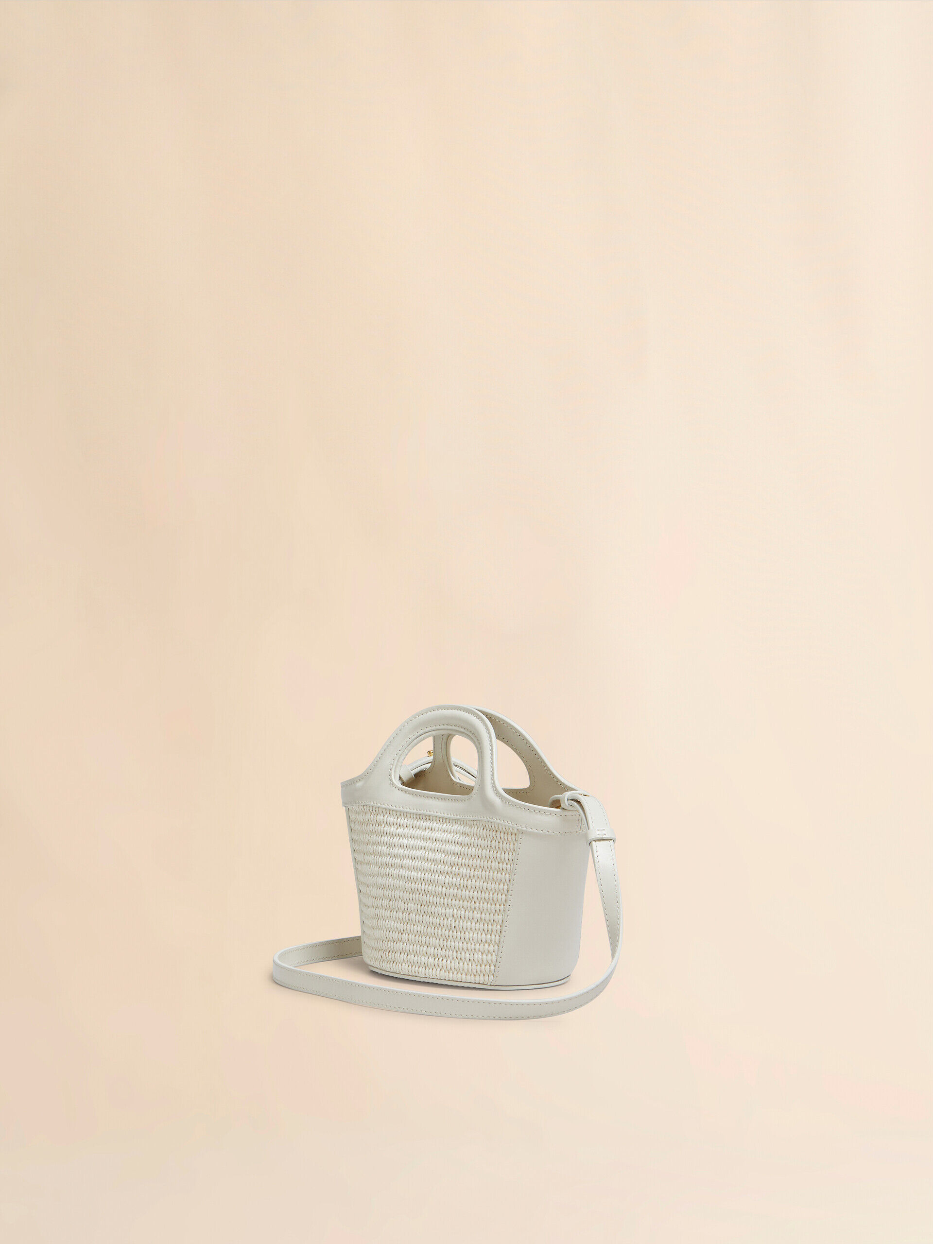 Tropicalia Micro Bag in ivory leather and raffia-effect