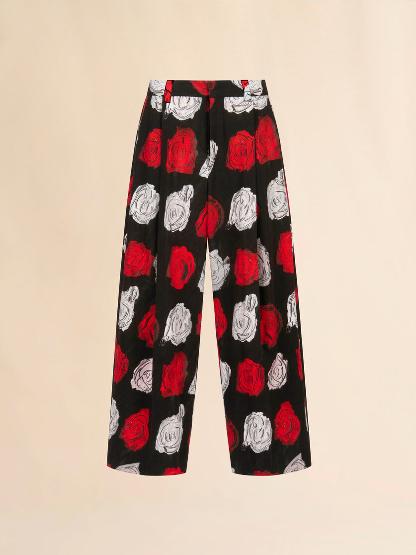 Black poplin trousers with Mercury print - Pants - Image 1