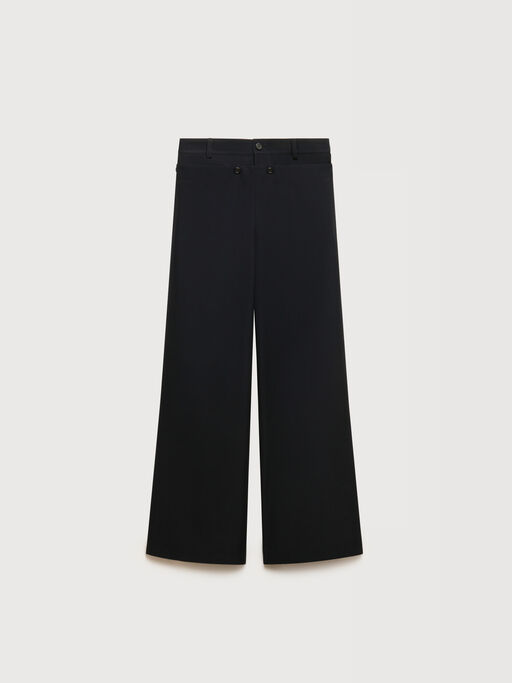 Black technical wool trousers with buttoned flap - Pants