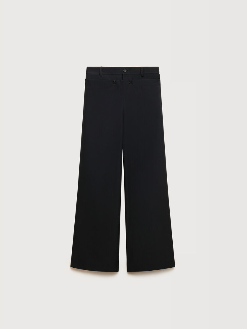 Black technical wool trousers with buttoned flap, Image 1