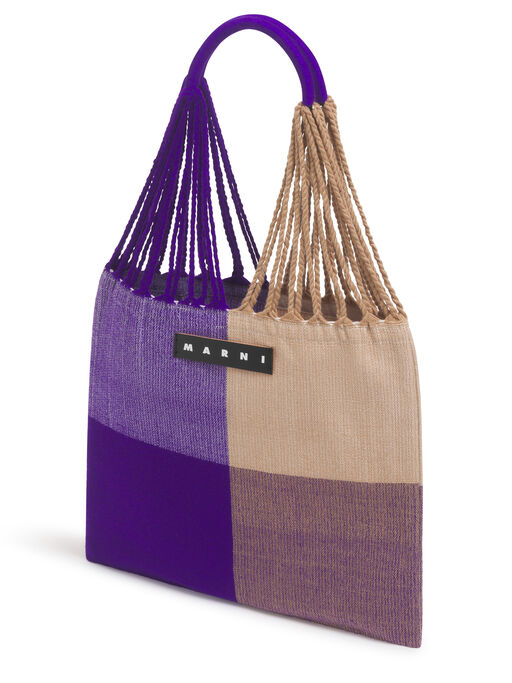 ダークバイオレット MARNI MARKET BIG CHECK HAMMOCK BAG - ハンドバッグ