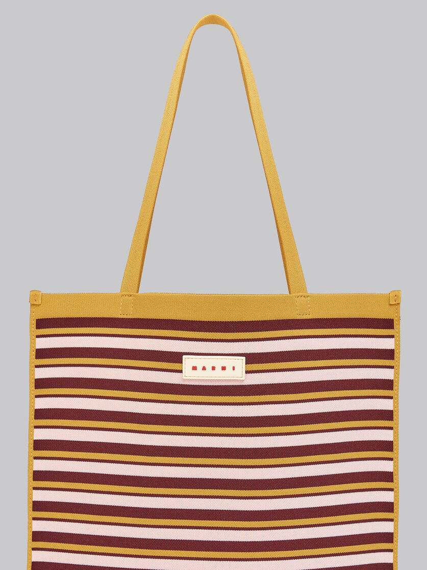 Navy white and red jacquard stripe flat tote bag - Shopping Bags - Image 5