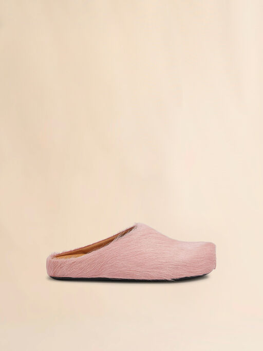 Pink long-hair calfskin Fussbett sabot - Clogs