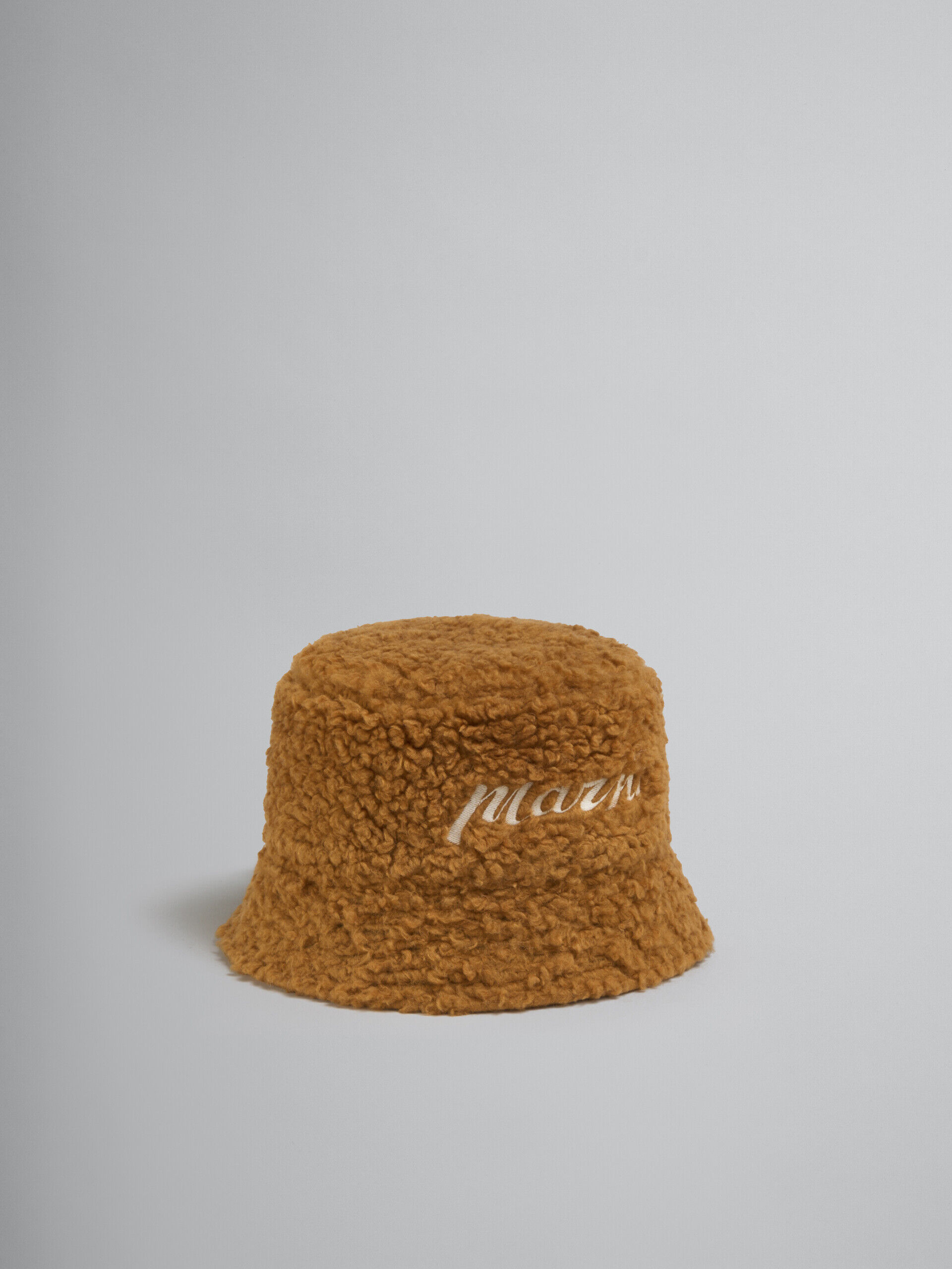 Brown teddy bucket hat with embroidered logo | Marni