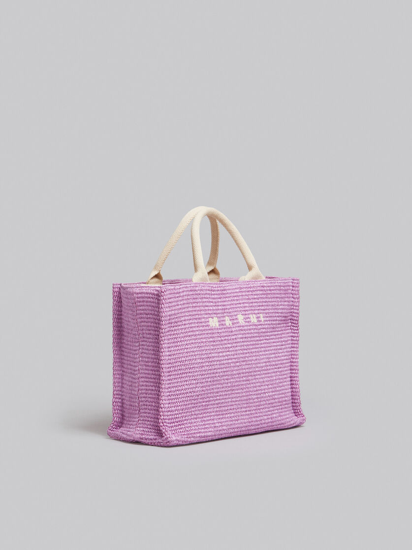 Small Tote in lilac raffia-effect fabric - Shopping Bags - Image 6