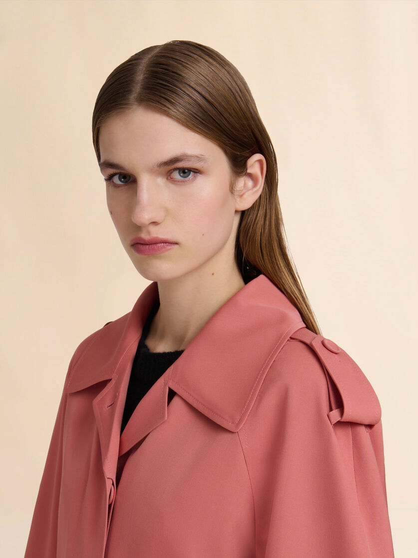 Trench-coat court en laine rose Fresco avec broderie Marni Symbol - Manteaux - Image 4