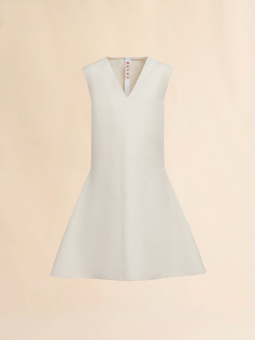 Weites elfenbeinfarbenes Kleid aus Baumwolle mit Marni Symbol Stickerei - Kleider - Image 1