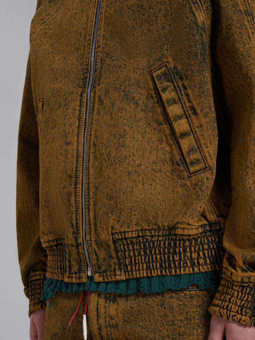 Brown marble-dyed denim bomber jacket | Marni